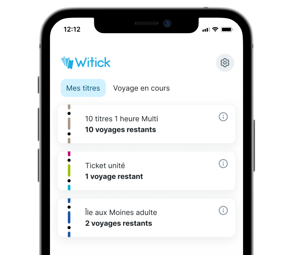 Page Mes titres de l'application Witick sur smartphone